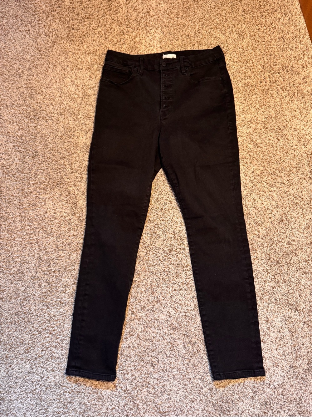 Good American Button Fly Women’s High-Rise Black Skinny Jeans - 14(32)